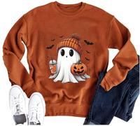Ykomow Sanderson Witch Museum Sweatshirt Womens Funny Halloween Pullovers Hocus Pocus Blouse Tops (Orange, M)