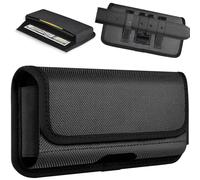 ykooe Holster for Moto G Power 2025, Horizontal Nylon Cell Phone Belt Card Holder Pouch with Clip for Men, Magnetic Closure, Sturdy Build, Reliable Everyday Protection, Black