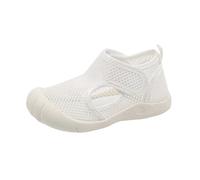 YKPAVV Closed Flat Sandals Boys Soft Mesh Shoes Kids Cutouts Beach Sandals Non-Slip Crawling Casual Comfortable Shoes Lightweight Wide Summer Shoes, White, 9 UK
