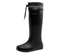 YKPAVV Extra High Rain Shoes with Flat Sole for Men, Water Shoes for Men, with Harness and Solid Cotton Fleece, Long Rain Boots, 40 Metres, Rubber Shoes 97 Shoes Men, black, 8 UK