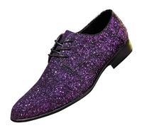 YKPAVV Shoes La Trainer Men's Casual Business Shoes Chunky Heels Pointed Toe Sequin Studded Shoes Mens Sneakers, purple, 12 UK