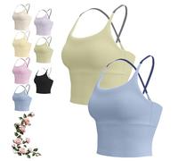 Yksaix Sports Bra Criss Cross Tank, Womens Plain Back Sport Crop Cami, Sporty Workout, U Shape Wireless Workout Gym Gym Tops (2PCS-D,S)