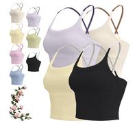 Yksaix Sports Bra Criss Cross Tank, Womens Plain Back Sport Crop Cami, Sporty Workout, U Shape Wireless Workout Gym Gym Tops (4PCS-B,3XL)
