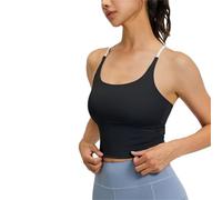 Yksaix Sports Bra Criss Cross Tank, Womens Plain Back Sport Crop Cami, Sporty Workout, U Shape Wireless Workout Gym Gym Tops (Black,XL)
