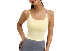 Yksaix Sports Bra Criss Cross Tank, Womens Plain Back Sport Crop Cami, Sporty Workout, U Shape Wireless Workout Gym Gym Tops (Light Yellow,XXL)