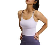 Yksaix Sports Bra Criss Cross Tank, Womens Plain Back Sport Crop Cami, Sporty Workout, U Shape Wireless Workout Gym Gym Tops (Purple,M)