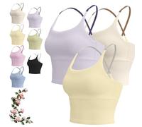 Yksaix Sports Bra Criss Cross Tank, Womens Plain Back Sport Crop Cami, Sporty Workout, U Shape Wireless Workout Gym Gym Tops (3PCS-B,XL)