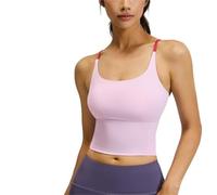Yksaix Sports Bra Criss Cross Tank, Womens Plain Back Sport Crop Cami, Sporty Workout, U Shape Wireless Workout Gym Gym Tops (Pink,XXL)
