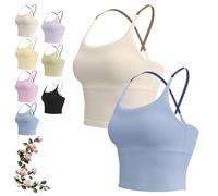 Yksaix Sports Bra Criss Cross Tank, Womens Plain Back Sport Crop Cami, Sporty Workout, U Shape Wireless Workout Gym Gym Tops (2PCS-C,XXL)