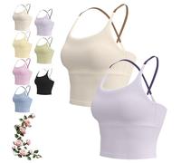 Yksaix Sports Bra Criss Cross Tank, Womens Plain Back Sport Crop Cami, Sporty Workout, U Shape Wireless Workout Gym Gym Tops (2PCS-A,3XL)