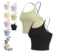 Yksaix Sports Bra Criss Cross Tank, Womens Plain Back Sport Crop Cami, Sporty Workout, U Shape Wireless Workout Gym Gym Tops (2PCS-E,3XL)