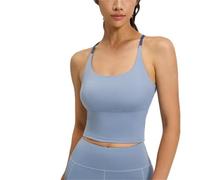 Yksaix Sports Bra Criss Cross Tank, Womens Plain Back Sport Crop Cami, Sporty Workout, U Shape Wireless Workout Gym Gym Tops (Blue,3XL)