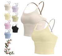 Yksaix Sports Bra Criss Cross Tank, Womens Plain Back Sport Crop Cami, Sporty Workout, U Shape Wireless Workout Gym Gym Tops (2PCS-B,L)