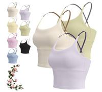 Yksaix Sports Bra Criss Cross Tank, Womens Plain Back Sport Crop Cami, Sporty Workout, U Shape Wireless Workout Gym Gym Tops (3PCS-A,S)