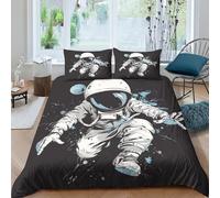 YKSDLFDUI Cartoon Astronaut Duvet Cover Sets 3 PCS Hotel Quality Quilt Cover Bedding Set Bed Covers with Pillowcases with Zipper Closure Ultra Soft Anti Allergic Microfiber Double(200x200cm)