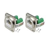 yksiahfi 2PCS RJ45 Panel Mount Terminal Adapter, RJ45/8P8C Female Panel Mount Connector, RJ45 Solderless Terminal Extender