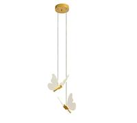 yksiahfi Butterfly LED Pendant Lights Nordic Golden Bedside Chandelier Lighting for Living Room Bedroom Bedside Lamp Double