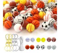yksiahfi Sports Silicone Beads Silicone Beads 60Pcs 15mm Silicone Beads Bulk with String Making Jewelry Necklace Bracelet DIY Crafts for Pen