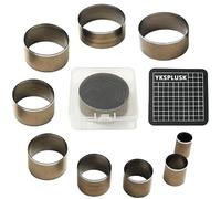 YKSPLUSK Leather Circle Cutter Tool Set, 9 Pieces Circle Punch Tools 15 20 25 30 35 40 45 50 55mm, High Carbon Steel Round Leather Cutting Dies - Leather Hole Punch Tool Kit for DIY Leather Crafts