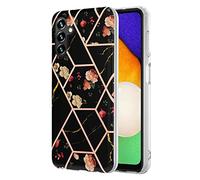 YKTO Beautiful Marble Stitching Silicone Case for Samsung Galaxy A54 Cover Elegant TPU Rugged Bumper Phone Case Shockproof Anti-Scratch Hybrid Protective Cover for Samsung Galaxy A54,Black