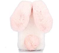 YKTO Bunny Furry Girly Cover Furry Cute Rabbit Phone Case for Motorola Moto E13 Soft Cute Lovely Fluffy Shell Flexible Back Skin Covers Furry Protective Phone Cover Plush Case Skin,Pink and White