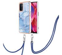 YKTO Crossbody Lanyard Case for Oppo A54 5G Cover Marble Design Covers Shockproof Soft Silicone TPU Bumper Phone Case Rugged Shockproof Anti Scratch Protective Phone Cases for Oppo A54 5G,Blue