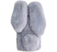 YKTO Cute Big Ears Rabbit Plush Lovely Case for Xiaomi 15T Pro Fluffy Cute Soft Mobile Phone Cover Plush Bunny Ears Cosy Touch Anti-Shock Back Cover for Xiaomi 15T Pro,Light Gray