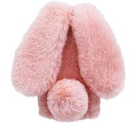 YKTO Cute Furry Bunny Phone Case for Motorola Moto E14/G04s Girly Fashion Plush TPU Case Shockproof Mobile Phone Cover Simulation Plush Rabbit Phone Shell Warm Fluffy Case for Moto E14/G04s,Pink