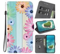 YKTO Flip Wallet Case Compatible for Google Pixel 10a, PU Leather Kickstand ID Credit Card Slots, Folio Flip Cover with Card Holder Sunflowers Seven-coloured Colourful flowers