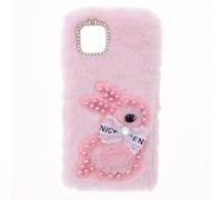YKTO Fluffy Case For Cubot A10 Bumper Case Protective Soft Warm Kawaii Rabbit Fluffy Furry Cover Silicone TPU Cute Pearls Bunny Bling Cover For Cubot A10 -Pink Pearl Rabbit