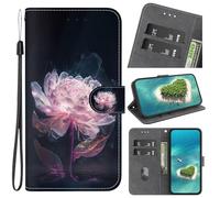 YKTO for Oppo A79 5G Case, Shockproof and Drop Resistance Magnetic Closure Wallet Case, Flip Pink, dreamy, glowing peony flower Glitter PU Leather for Oppo A79 5G Phone Cases