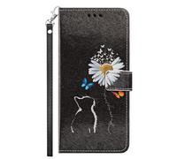 YKTO Fun, Cute, Little Daisies and Cats Phone Case for Tecno Camon 40 Premier 5G Pu Leather Wallet Case with ID Slot and Hand Strap Shockproof Full Protective Cover for Tecno Camon 40 Premier 5G