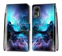 YKTO Wallet Card Slot for Ulefone Note 14 Case Wallet Invisible Holder with Invisible Fixing Bracket Covers With 3 Card Slots 1 Cash Side Pocket Large Capacity Wallet Skin Folio Case,Dreamy Clouds