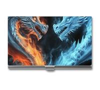 YKUDBN Business Card Case for Men Women,Ice And Fire Dragons Print Business Card Holder Case,business Card Holders Metal, XB0608021, Ice and Fire Dragons, One Size