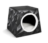 YKUDBN Cozy Capsule Pet Nest for Small Cats and Dogs, Black Geometric Print Portable Pet Nest Small Pet Nest Capsule Design Pet Nest Small Animal Nest