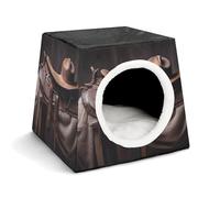 YKUDBN Cozy Capsule Pet Nest for Small Cats and Dogs, Horse Saddle with A Cowboy Hat Wild Print Portable Pet Nest Small Pet Nest Capsule Design Pet Nest Small Animal Nest