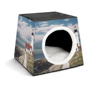 YKUDBN Cozy Capsule Pet Nest for Small Cats and Dogs, Lighthouse Backdrop Print Portable Pet Nest Small Pet Nest Capsule Design Pet Nest Small Animal Nest