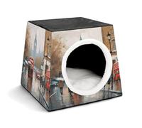 YKUDBN Cozy Capsule Pet Nest for Small Cats and Dogs, London Impression Print Portable Pet Nest Small Pet Nest Capsule Design Pet Nest Small Animal Nest