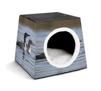 YKUDBN Cozy Capsule Pet Nest for Small Cats and Dogs, Loon Birds Print Portable Pet Nest Small Pet Nest Capsule Design Pet Nest Small Animal Nest