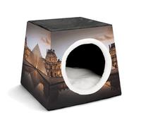 YKUDBN Cozy Capsule Pet Nest for Small Cats and Dogs, Louvre Museum in Paris Print Portable Pet Nest Small Pet Nest Capsule Design Pet Nest Small Animal Nest