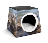 YKUDBN Cozy Capsule Pet Nest for Small Cats and Dogs, Otter Playing in The Water Print Portable Pet Nest Small Pet Nest Capsule Design Pet Nest Small Animal Nest