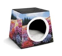 YKUDBN Cozy Capsule Pet Nest for Small Cats and Dogs, Rainbow Flower Sea Print Portable Pet Nest Small Pet Nest Capsule Design Pet Nest Small Animal Nest