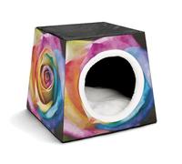 YKUDBN Cozy Capsule Pet Nest for Small Cats and Dogs, Rainbow Rose Flower Print Portable Pet Nest Small Pet Nest Capsule Design Pet Nest Small Animal Nest