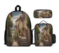 YKUDBN Cute Lunch Bag Backpacks Combo Set, Italy Tuscan Print Backpacks for Travel,adult Lunch Bag,3-in-1 Backpack Combo Set, Italy Tuscan, One Size