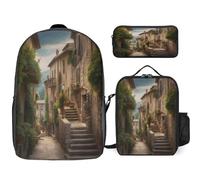 YKUDBN Cute Lunch Bag Backpacks Combo Set, Italy Tuscan Print Backpacks for Travel,adult Lunch Bag,3-in-1 Backpack Combo Set, Italy Tuscan, One Size
