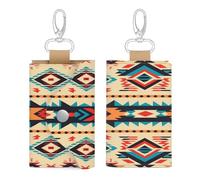 YKUDBN Leather Key Bag, Native American Print Chic Key Holder Everyday Key Wallet Versatile Key Wallet Key Holder with Snap Closure, Style, One Size