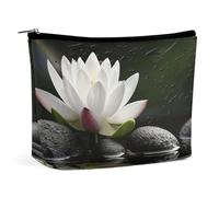 YKUDBN Makeup Bag, Lotus And Black Zen Stones Print Portable Cosmetic Bag Travel Makeup Bag Cosmetic Organizer Zippered Cosmetic Bag Makeup Pouch, style-38, One Size