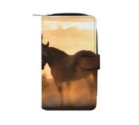 YKUDBN Mens Leather Wallet,Horses in Love Print Cute Wallets for Women,zipper Wallet Suitable for Daily Travel Use, 19.7x11x3.5cm, XB0608021, Horses in Love, 19.7x11x3.5cm