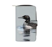 YKUDBN Mens Leather Wallet,Loon Nature Bird Print Cute Wallets for Women,zipper Wallet Suitable for Daily Travel Use, Loon Nature Bird, 19.7x11x3.5cm