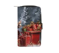YKUDBN Mens Leather Wallet,Merry Christmas Santa's Gift Print Cute Wallets for Women,zipper Wallet Suitable for Daily Travel Use, 19.7x11x3.5cm, XB0608021, Merry Christmas Santa's gift, 19.7x11x3.5cm